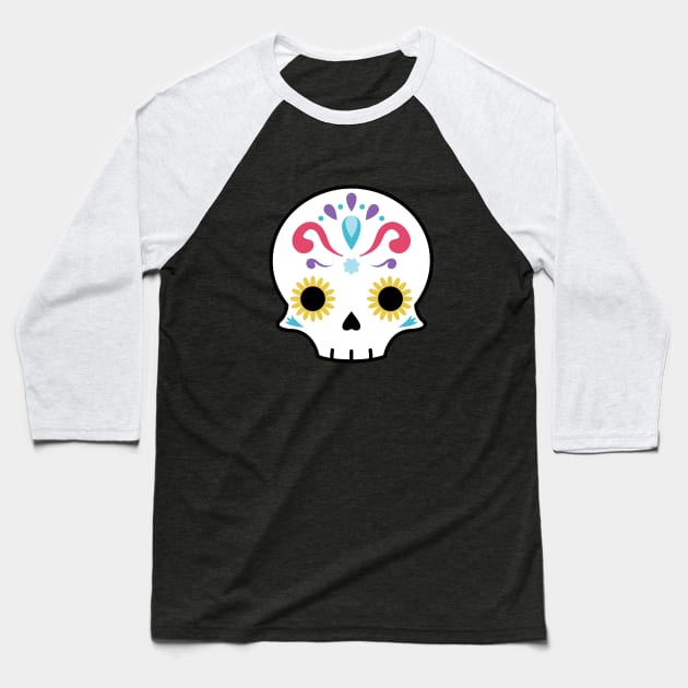 Sugar skull flower Baseball T-Shirt by Laura_Nagel